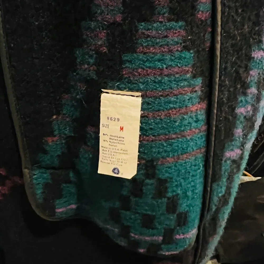 Vintage Woolrich Jacket Women's Southwest Aztec Navajo Wool Blanket Trench Coat - Picture 6 of 16